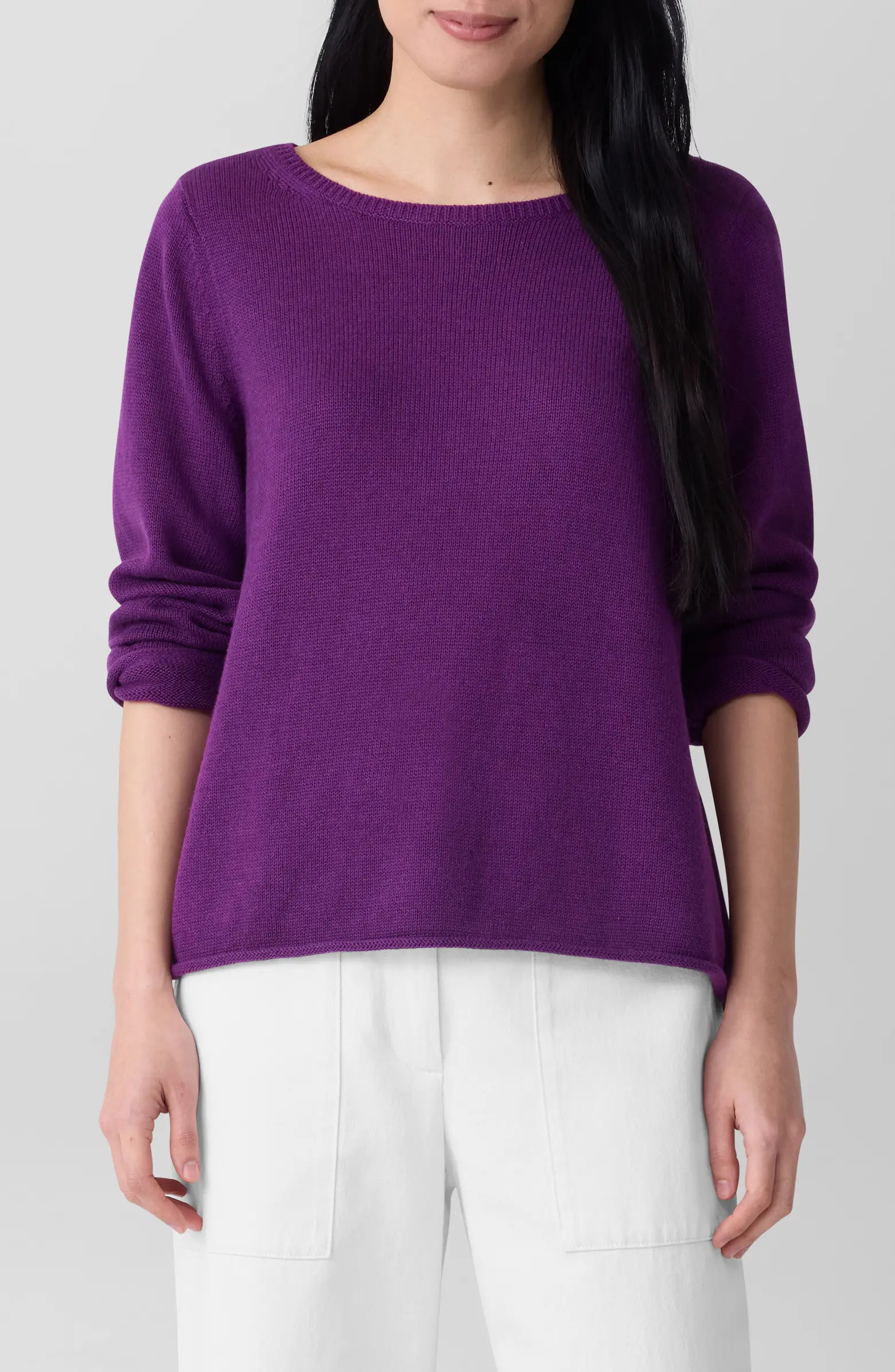 Bateau Neck Cotton Blend Sweater | Nordstrom