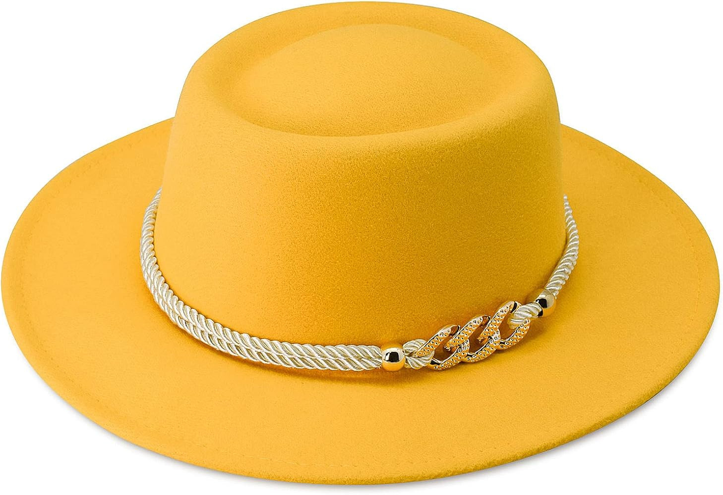 Lisianthus Women Wide Brim Fedora Hat with Belt Buckle Pork Pie Hat | Amazon (US)