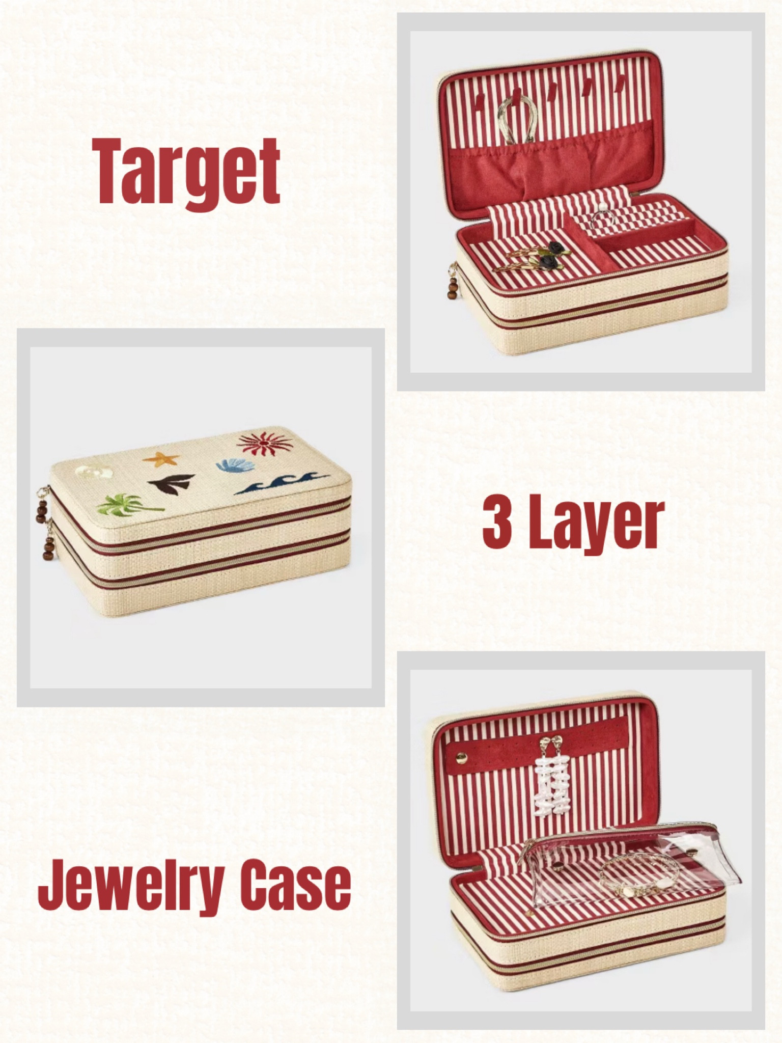 Target recently launched this fantastic jewelry case that’s so handy for regular storage or traveling, and it’s on sale today!! This storage case features embroidered coastal-inspired icons, and it's designed with two zippered compartments with one stacked above the other for compact storage. The compartments also have various inner sleeves, pockets and sections to hold your rings, earrings, chains, clips and other jewelry. Would be excellent to gift a jewelry fan also! 

#LTKMothersDay #LTKSaleAlert #LTKTravel