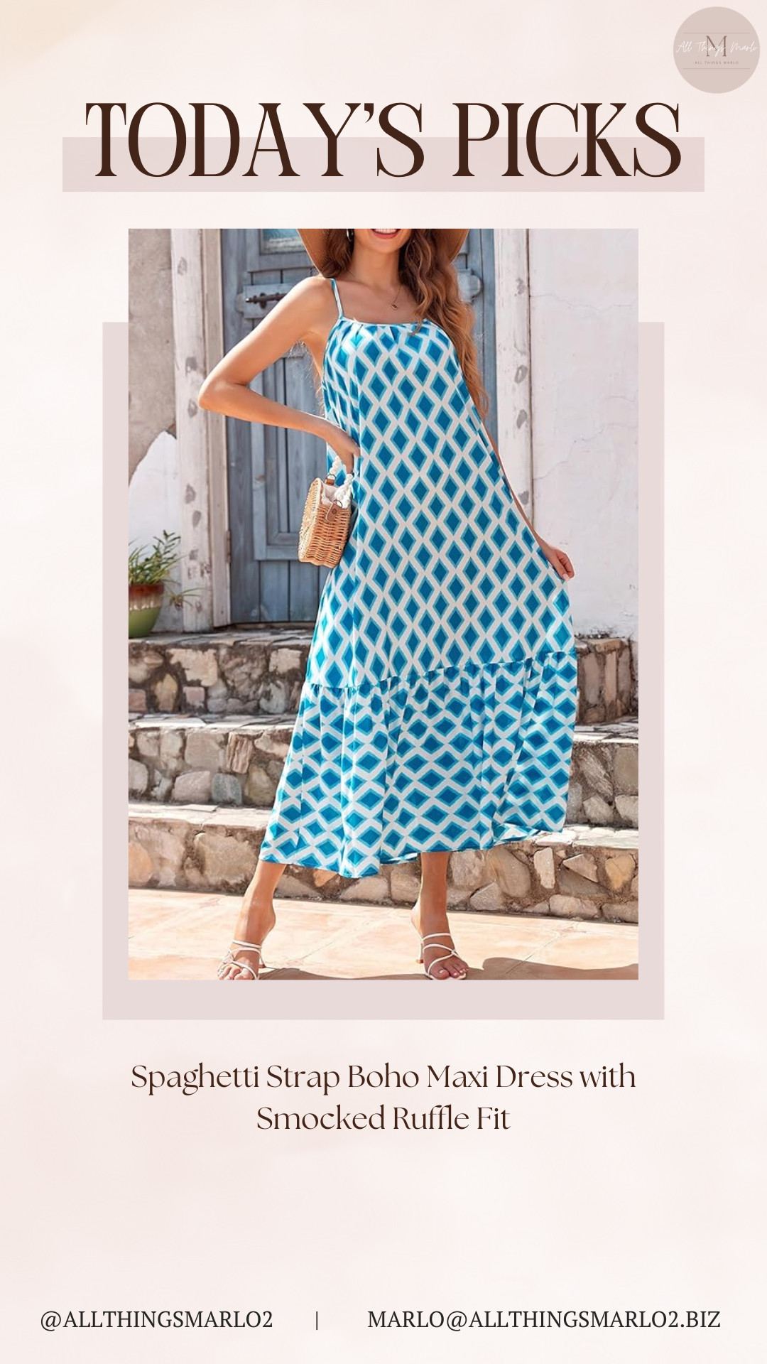 Spaghetti Strap Boho Maxi Dress with Smocked Ruffle Fit
 

 #LTKActive #LTKWorkwear #LTKTravel