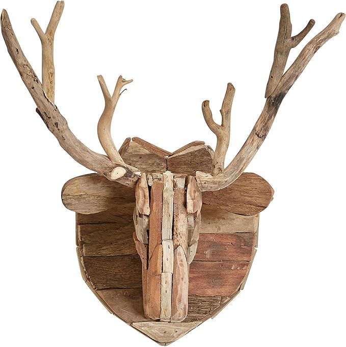 Creative Co-Op 15" Handmade Driftwood Deer Head (one Will Vary) Wall Decor, Brown | Amazon (US)