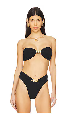 La Porte Kate Bandeau Hardware Bikini Top in Jet Black from Revolve.com | Revolve Clothing (Global)