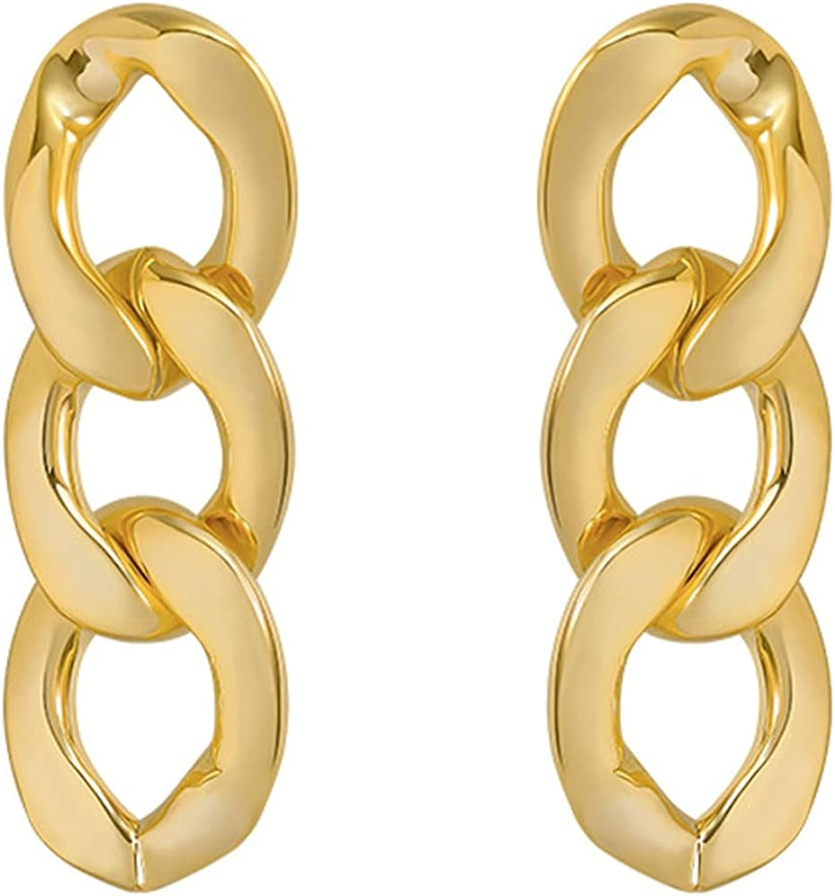 coadipress Chunky Cuban Chain Link Dangling Earrings for Women Fashion 18K Gold Silver Plated Vin... | Amazon (US)