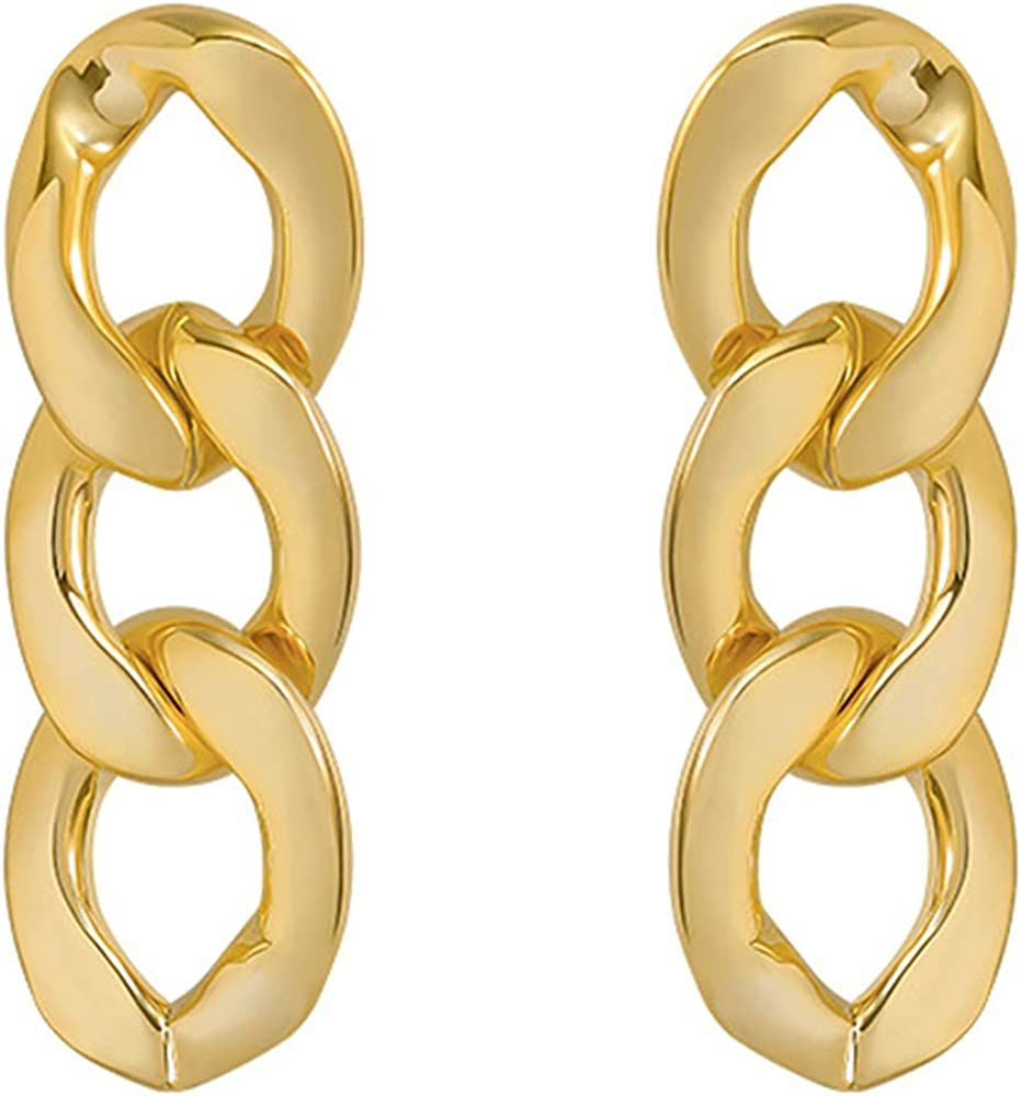 coadipress Chunky Cuban Chain Link Dangling Earrings for Women Girls Fashion 18K Gold Silver Plated  | Amazon (US)