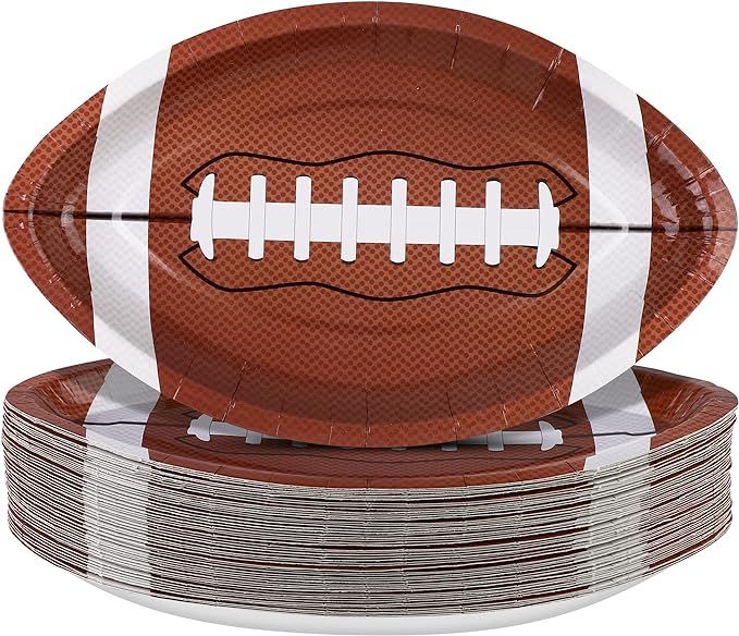 ADXCO 50 Pieces Football Shaped Disposable Paper Plates Football Party Plates Football Party Supp... | Amazon (US)