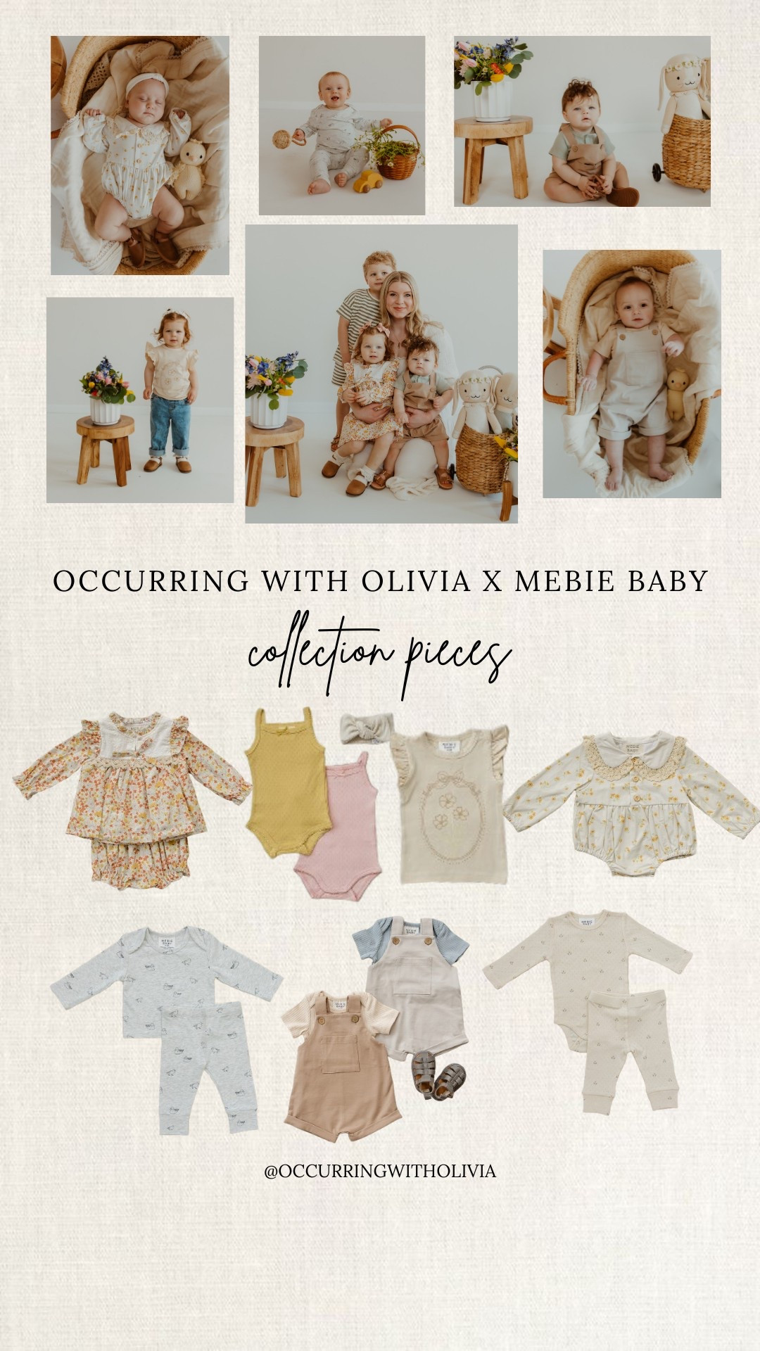 my collection with Mebie Baby is now live! use my code ‘olivia15’ at checkout to save!💛