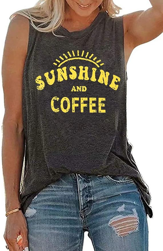 Umsuhu Sunshine and Coffee Tank Casual Summer Graphic Tank Tops for Women Sleeveless Graphic Tank... | Amazon (US)