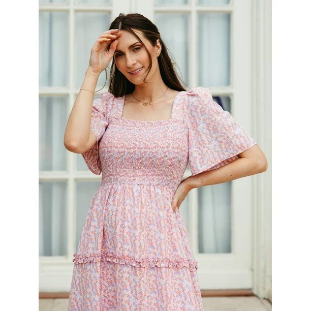 Label Rail x CheapChicFinds Women's Puff Sleeve Maxi Dress | Walmart (US)