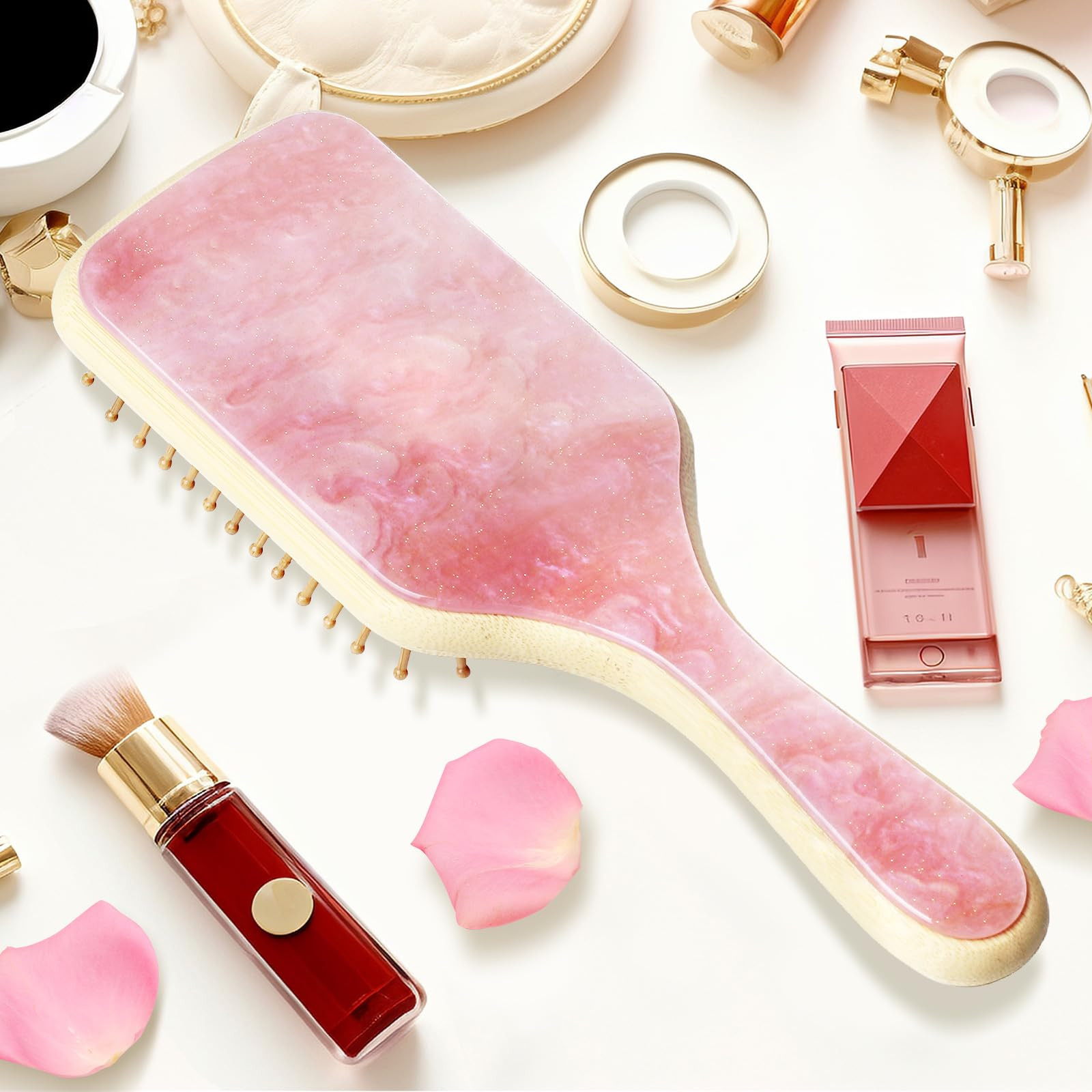 Bamboo Hair Brush, Slick Back Brush for Hair Women, Natural Wooden Bamboo Bristles Detangling Woo... | Amazon (US)