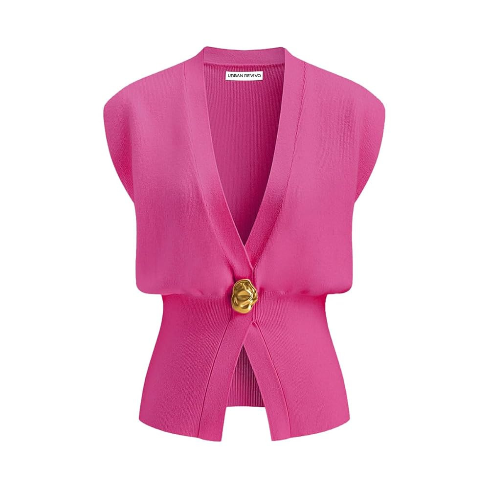 Women's Sweater Vest Sleeveless V-Neck Knit Tops Lightweight with Gold Leaf Button Down Cardigans | Amazon (US)