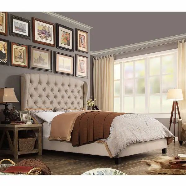 Moser Bay Florence Button Tufted Wingback Upholstered Standard Bed | Bed Bath & Beyond