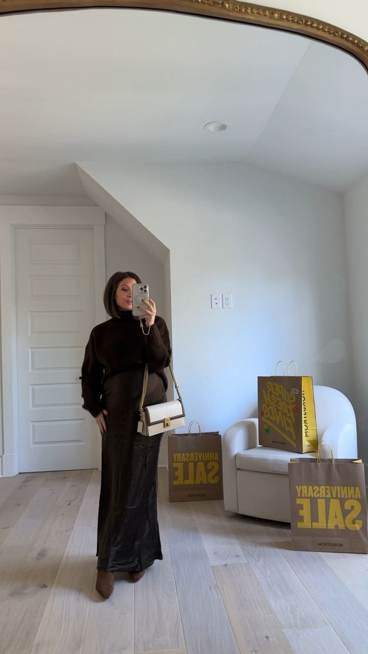 nordstrom anniversary sale
wayf sweater (sized up to a medium but I would have even without the bump)
wayf satin skirt (sooo good for anyone with a bump! wearing a small but could have even worn my true size xs)
vince camuto knee high boot (tts)
coach handbag

#LTKStyleTip #LTKBump #LTKxNSale