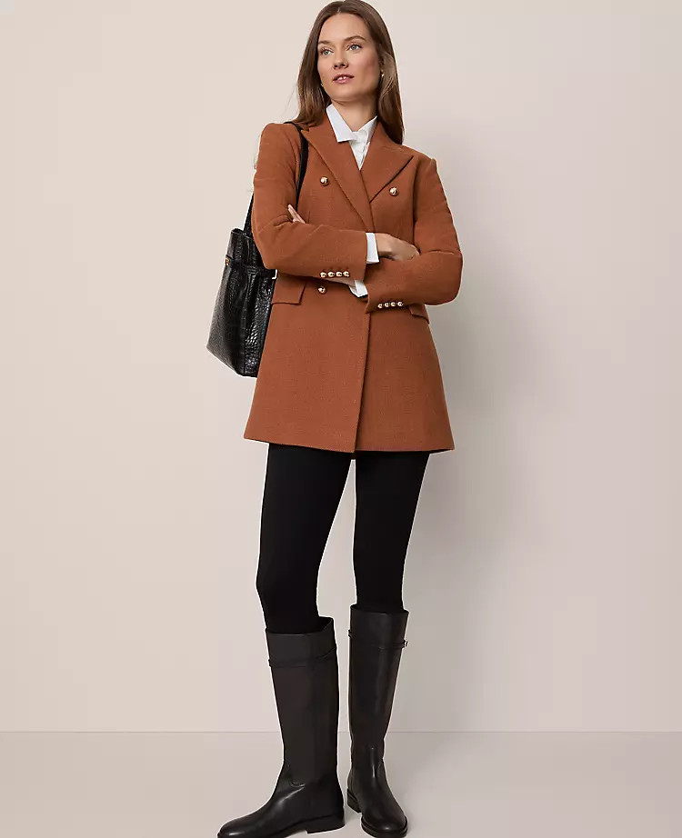 Fitted Long Double Breasted Coat | Ann Taylor