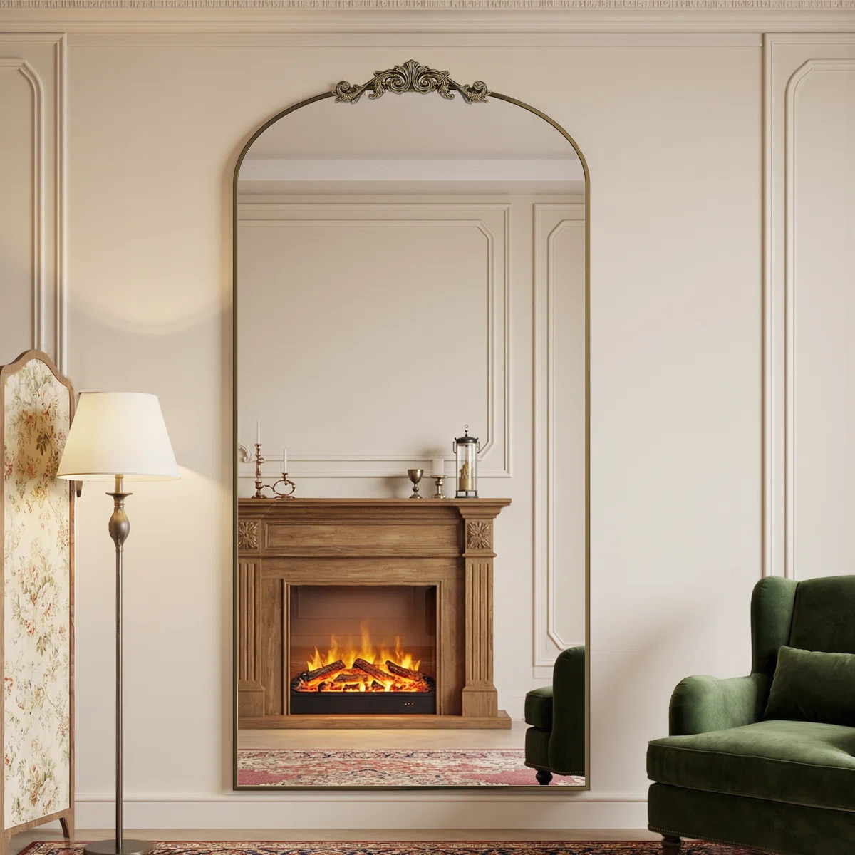 Vintage Arched Full Length Mirror with Carved, Oversized Floor Mirrors for HomeDecor | Wayfair North America