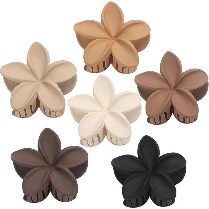 Sisiaipu Flower Hair Claw Clips 6 Pcs Large Claw Clips for Thick Hair Hawaiian Flower Hair Clips ... | Amazon (US)