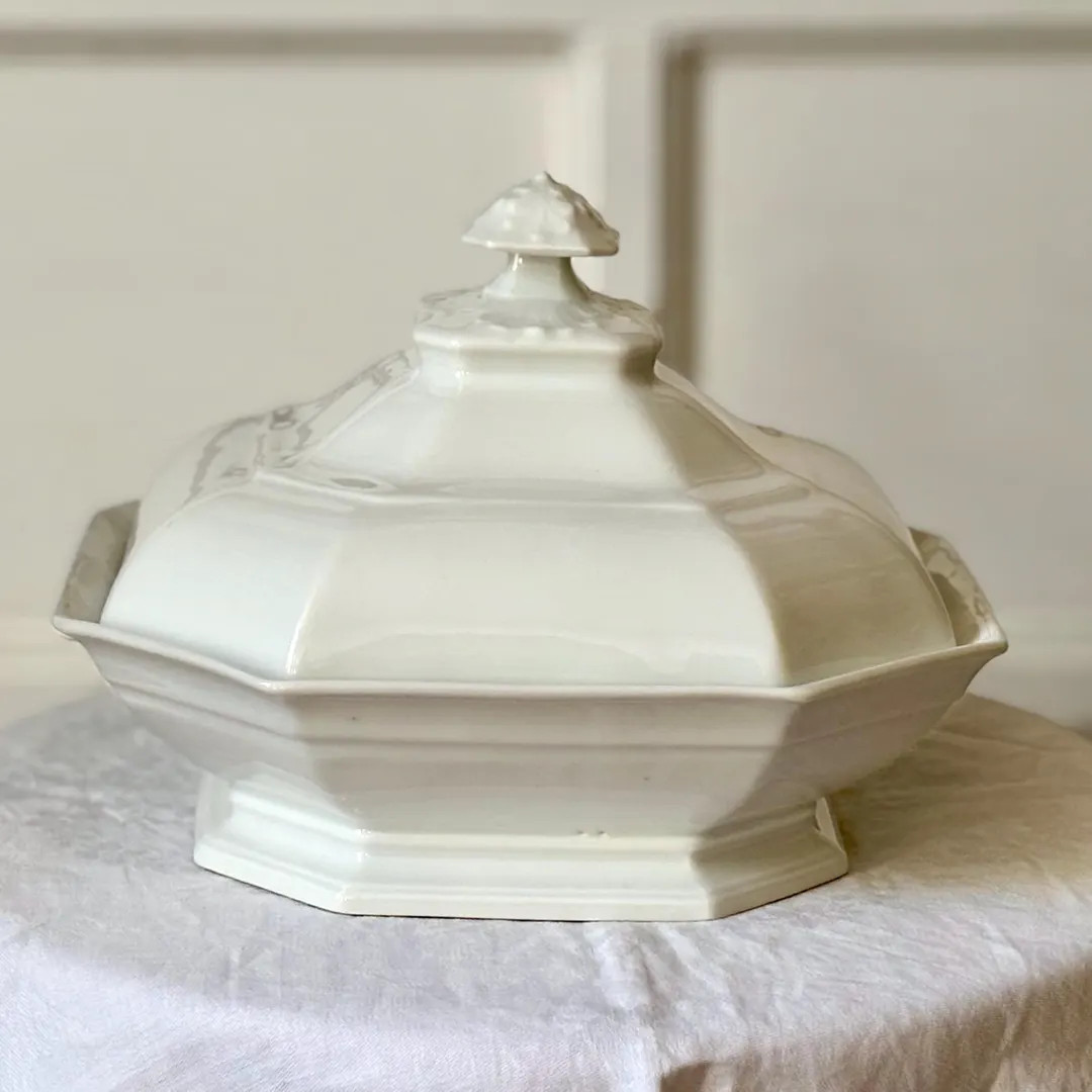 Antique Limoges White Porcelain Tureen – Octagonal Covered Vegetable Dish – French Elegant Ta... | Etsy (US)