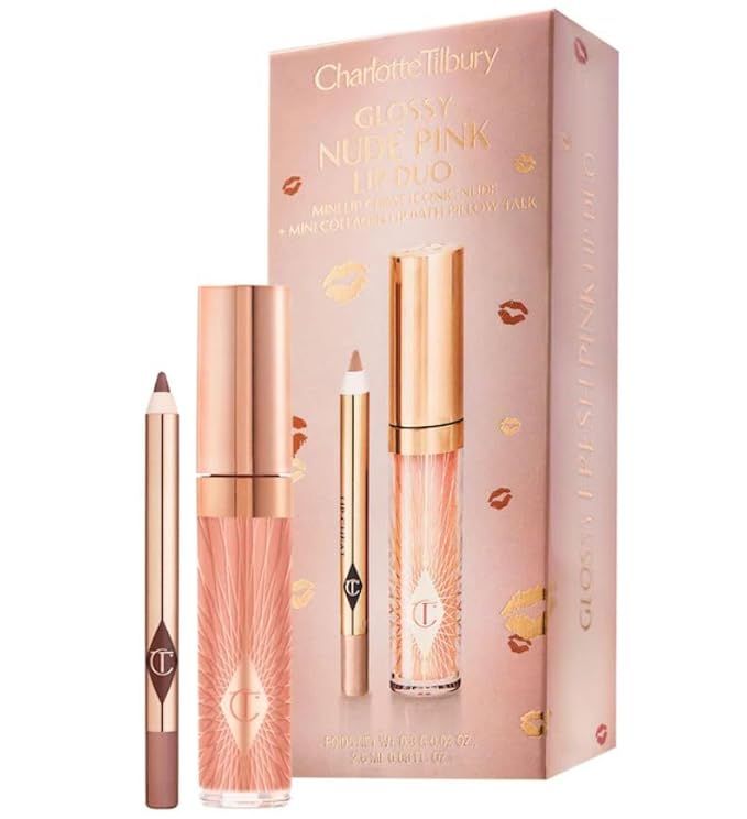 CHARLOTTE TILBURY Mini Glossy Pink Lip Gloss + Lip Liner Set - Nude Pink | Amazon (US)