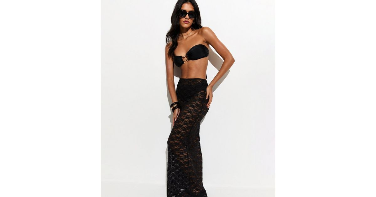 Black Lace Column Beach Maxi Skirt | New Look | New Look (UK)