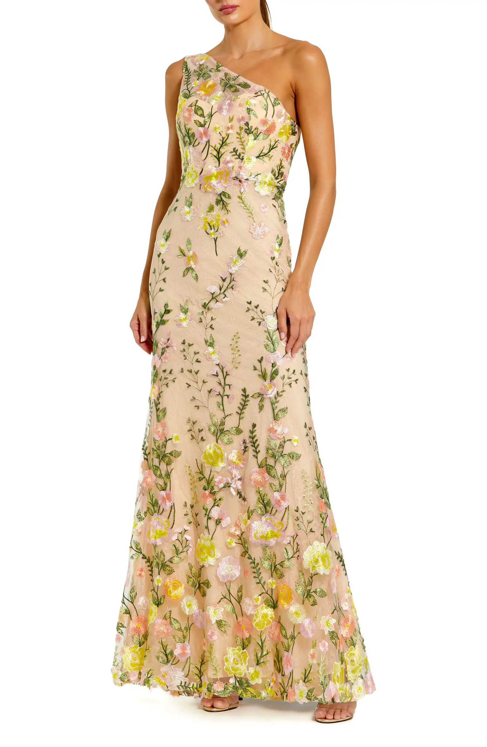 Mac Duggal One Shoulder Lace Embroidered Gown | Nordstrom | Nordstrom