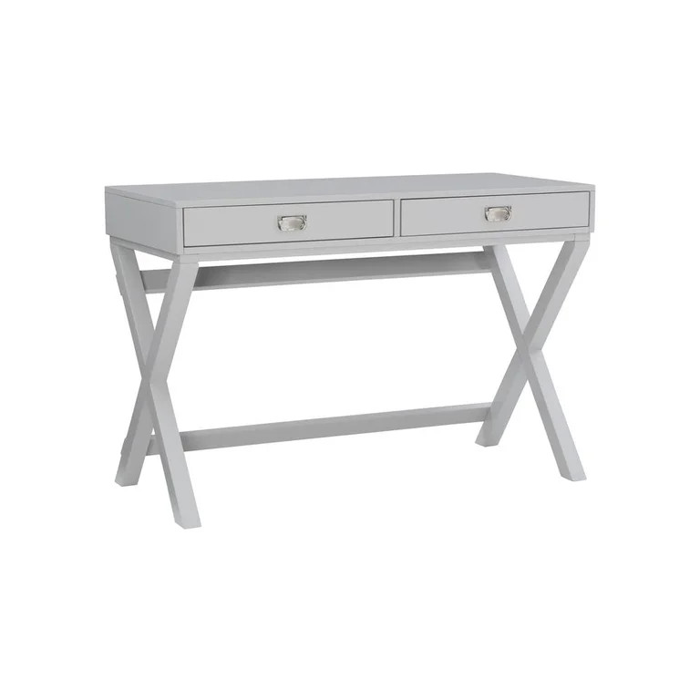 Linon Peggy Two Drawer Wood Writing Desk in Gray | Walmart (US)