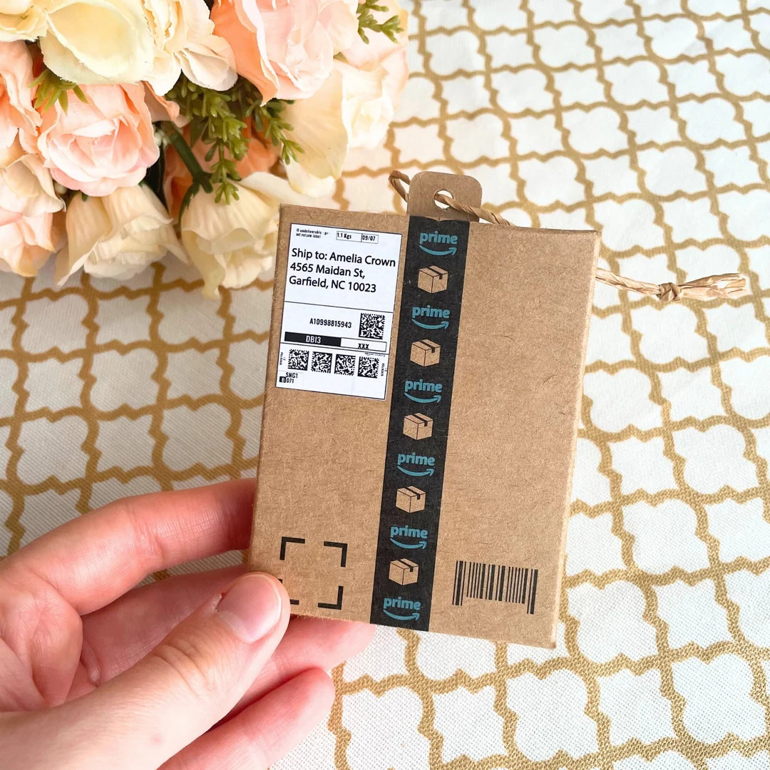 Amazon Box Ornament for Christmas Tree, Personalized Shipping Label, Mini Amazon Box Tree Decor, ... | Etsy (US)