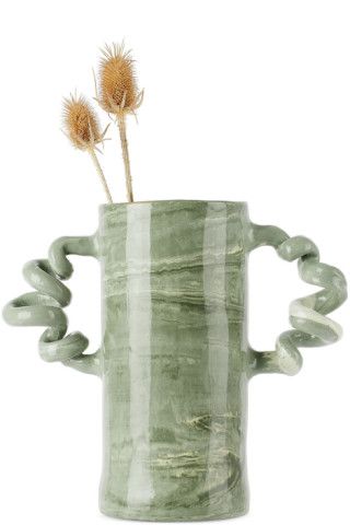 Green Marble Wiggle Vase | SSENSE