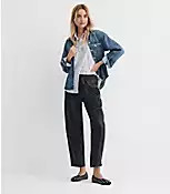 Pull On Barrel Pants in Faux Leather | LOFT
