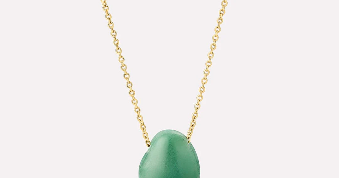 Gold Pendant Necklace - Pebble Mini Aventurine | Ana Luisa