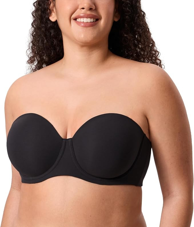 DELIMIRA Women's Inbarely Lift Strapless Bra Plus Size Full Coverage Unlined Underwire Seamless B... | Amazon (US)