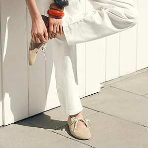 Lace up Ballet Flats for Women Round Toe Cute Slip on Soft Mary Jane Flats Casual Ballerina Shoes | Amazon (US)