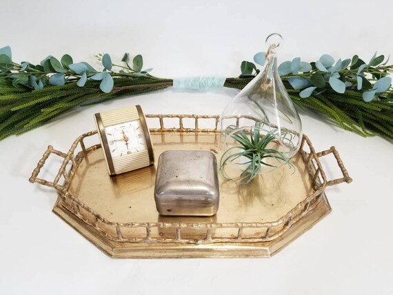 Vintage Brass Bamboo Octagonal Tray | Etsy (US)