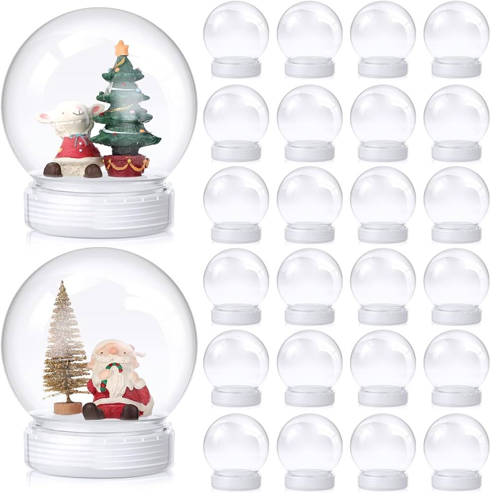 Mimorou 24 Pcs 3.9 Inch DIY Snow Globe Kit Clear Christmas Water Globe with Screw Off Cap Plastic... | Amazon (US)