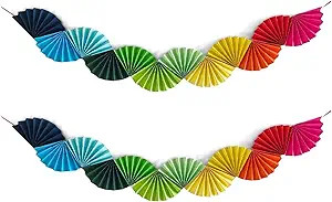 Banner Garland Fan-Shaped, Rainbow Colors Wall Decor Party Decorations for Birthday Wedding Colle... | Amazon (US)