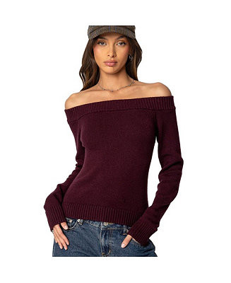 Edikted Womens Elona Off Shoulder Knit Top - Macy's | Macy's
