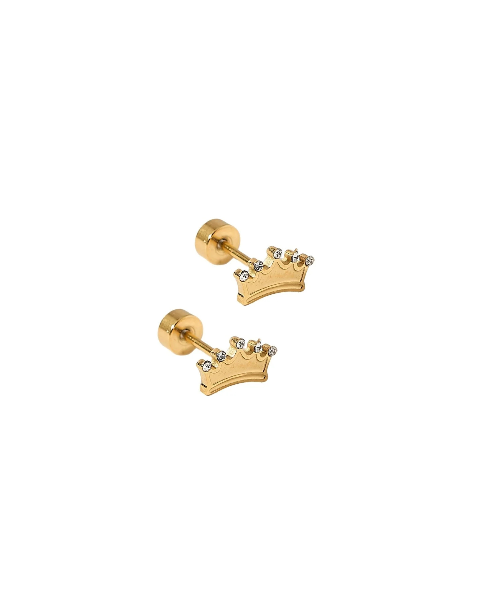 Screwback Stud Earrings - Crown Gold | LINNY CO LLC