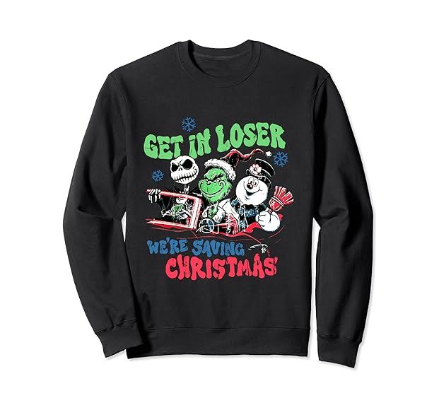 Get in loser we're saving Santa Snowman Christmas Sweatshirt | Amazon (US)
