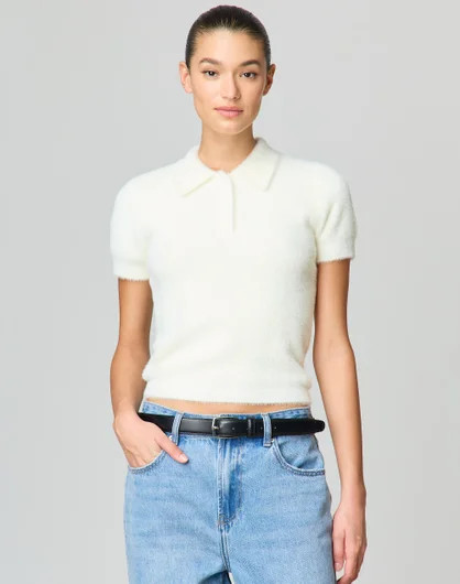 Fluffy Knit Polo Top | Glassons (Australia)