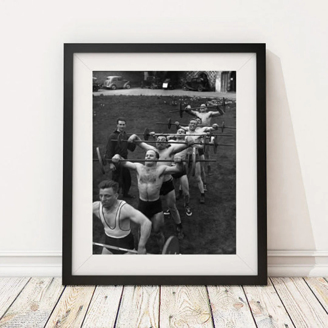Vintage Photo 1930's Fitness Men Lifting Barbells Weights Photography Wall Art, Speakeasy, Bar Ar... | Etsy (US)