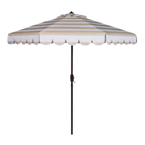 Striped Scalloped 9 Ft Tilting Patio Umbrella | World Market