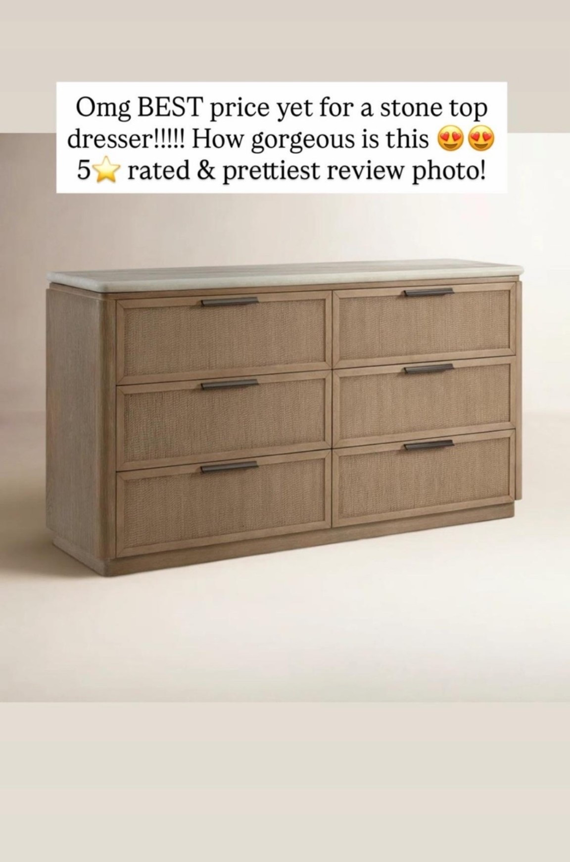 Omg BEST price yet for a stone top dresser!!!!! How gorgeous is this 😍😍 5⭐️ rated & prettiest review photo!