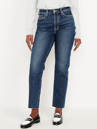 Curvy High-Waisted OG Straight Button-Fly Ankle Jeans | Old Navy (US)