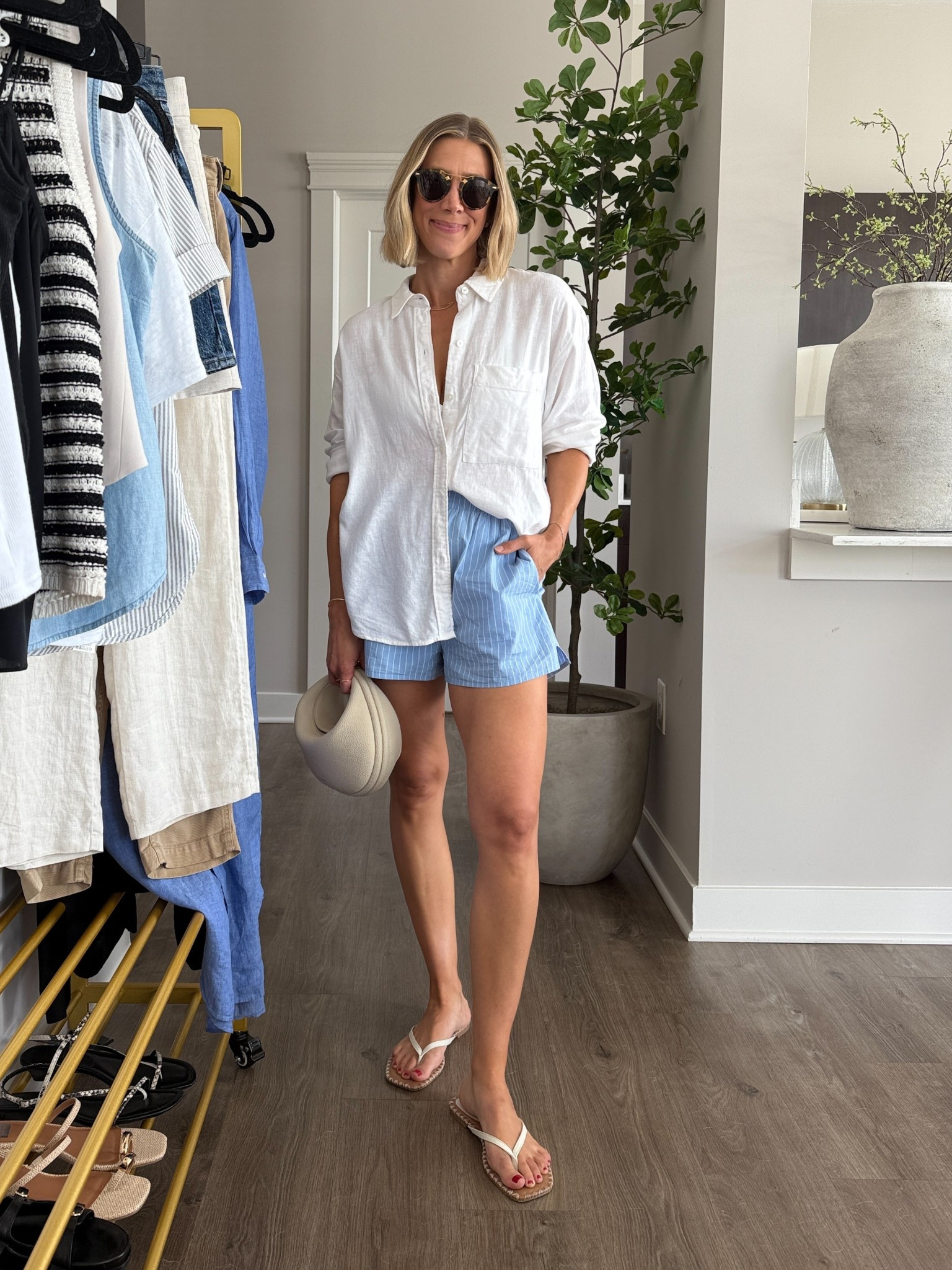 Wearing XS poplin shorts, small linen shirt, small bralette, sandals tts

#LTKFindsUnder50 #LTKFindsUnder100 #LTKOver40