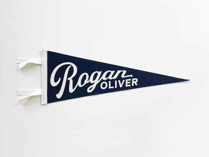 Rogan Pennant - Custom Name Wool Felt Pennant Flag - Vintage Style Personalized Felt Pennants and... | Etsy (US)