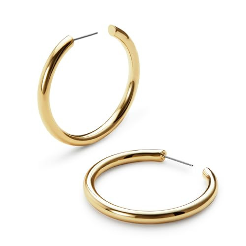 Ana Luisa Tia Medium & Small Gold Hoop Earrings for Women - Chunky 14K Gold Plated Hoops for a Bold Look - Hypoallergenic, Water-Resistant, Tarnish-Free - Stylish and Elegant Everyday Jewelry Earrings | Amazon (US)