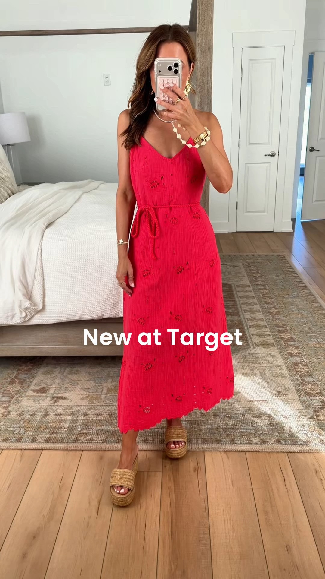 New at Target! Resort wear. Resort outfits. Vacation dresses. Vacation outfits. Summer dresses. Summer outfits. Eyelet dress in XS with adjustable straps.