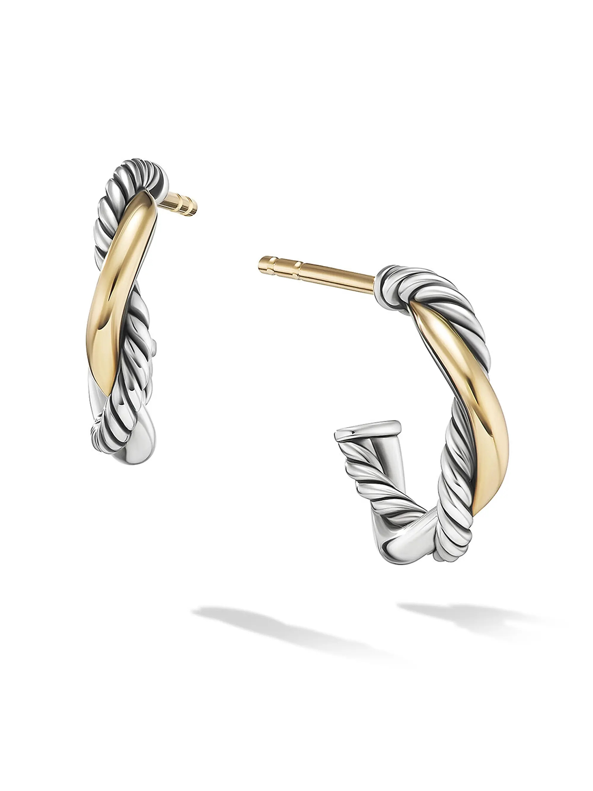 Petite Infinity Huggie Hoop Earrings in Sterling Silver with 14K Yellow Gold | Saks Fifth Avenue