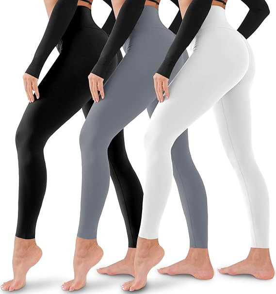 3 Pack Leggings for Women-No See-Through High Waisted Tummy Control Yoga Pants Workout Running Le... | Amazon (US)