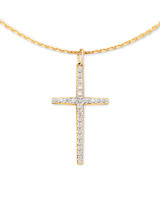 Large Cross 14k Yellow Gold Pendant Necklace in White Diamond | Kendra Scott