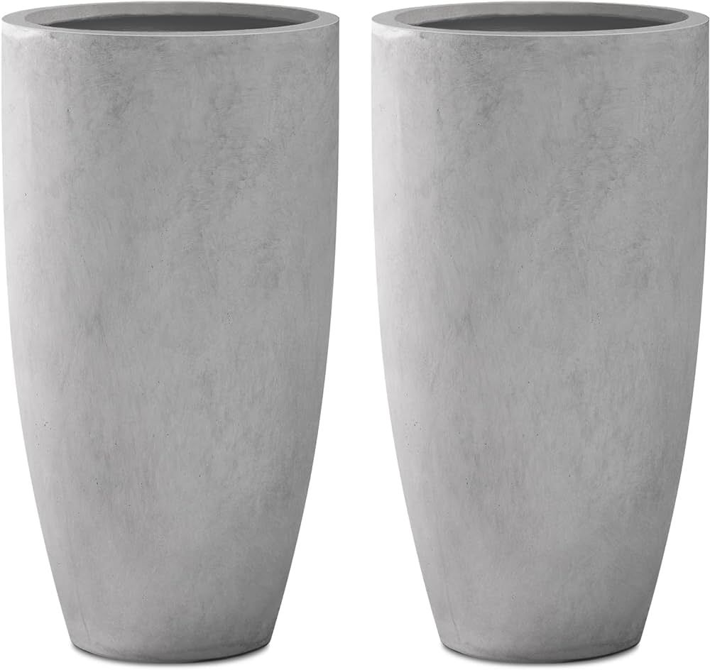 Kante 23.6" H Natural Concrete Tall Planters (Set of 2), Large Outdoor Indoor Decorative Plant Po... | Amazon (CA)