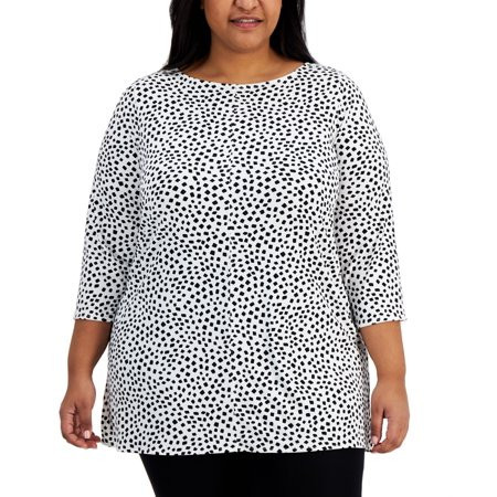 Alfani Plus Size Printed 3/4 Sleeve Top Contour Square Calla Lily 0X | Walmart (US)